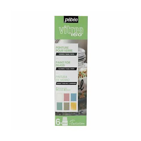 Farby do szkła Pebeo Vitrea 160 Pastel, 6 kolorów x 20ml